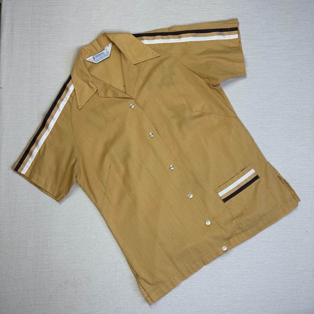 Vtg 70s Hilton Bowling Shirt Russell Electric Short Sleeve Shirt Men 34 Small